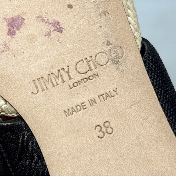 Jimmy Choo Basette Pearl Embellished Raffia Pointed Toe Slide Mule Flat Shoes 38 - Picture 13 of 16